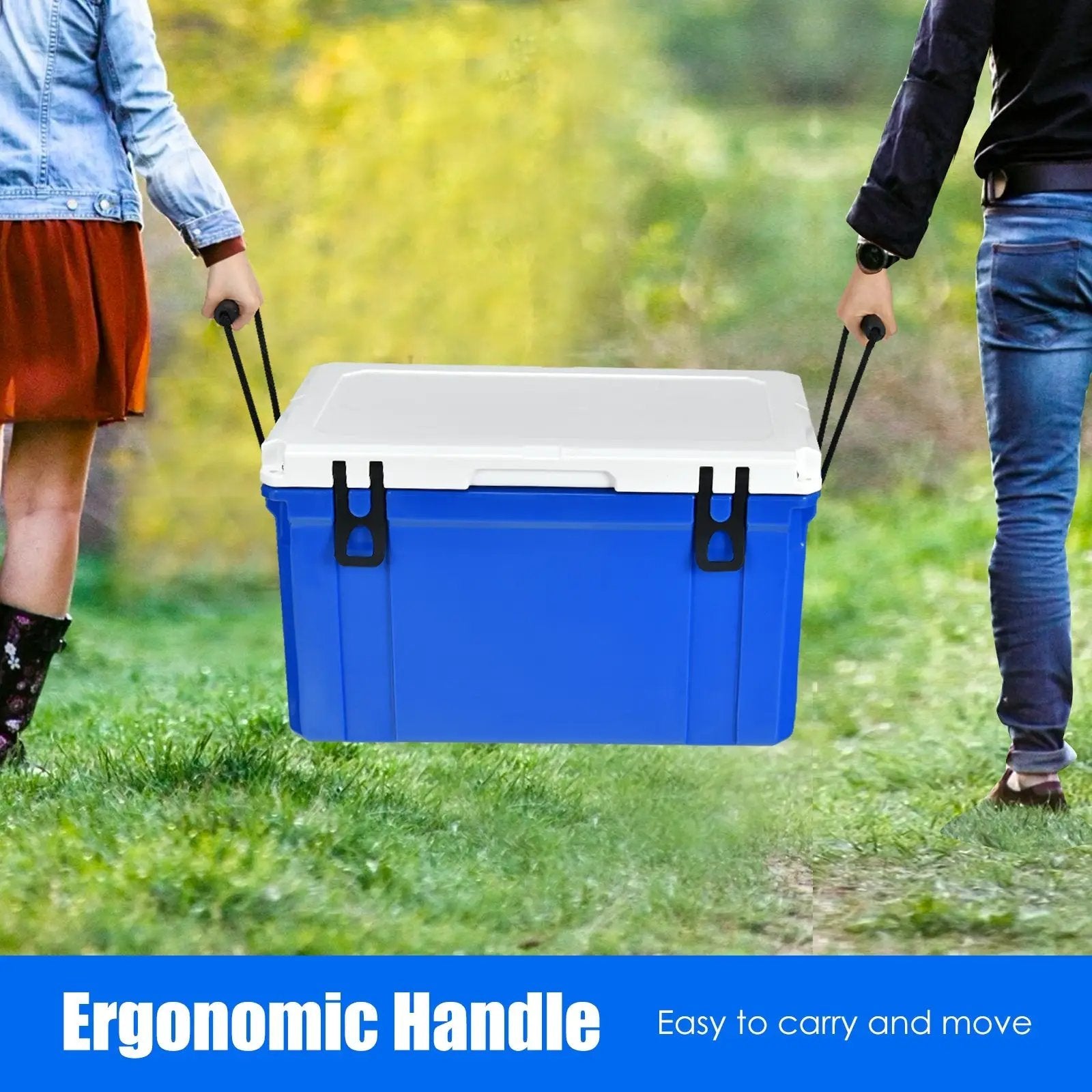 58 Quart Leak-Proof Portable Cooler Ice Box for Camping-Blue by DirectDeals