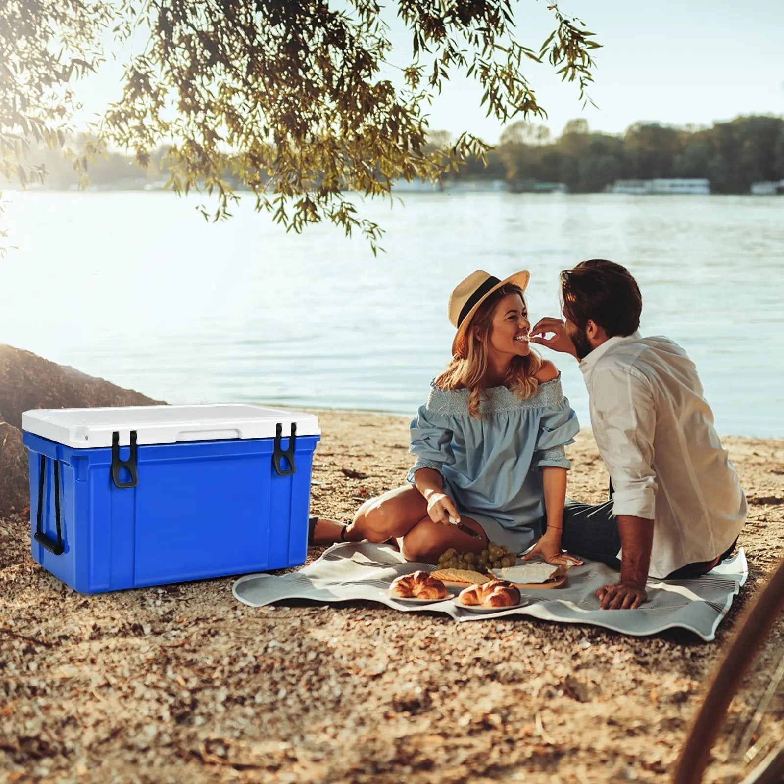 58 Quart Leak-Proof Portable Cooler Ice Box for Camping-Blue by DirectDeals