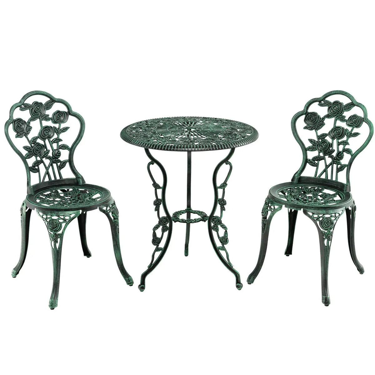 Outdoor Cast Aluminum Patio Furniture Set with Rose Design, photo 5 of 16