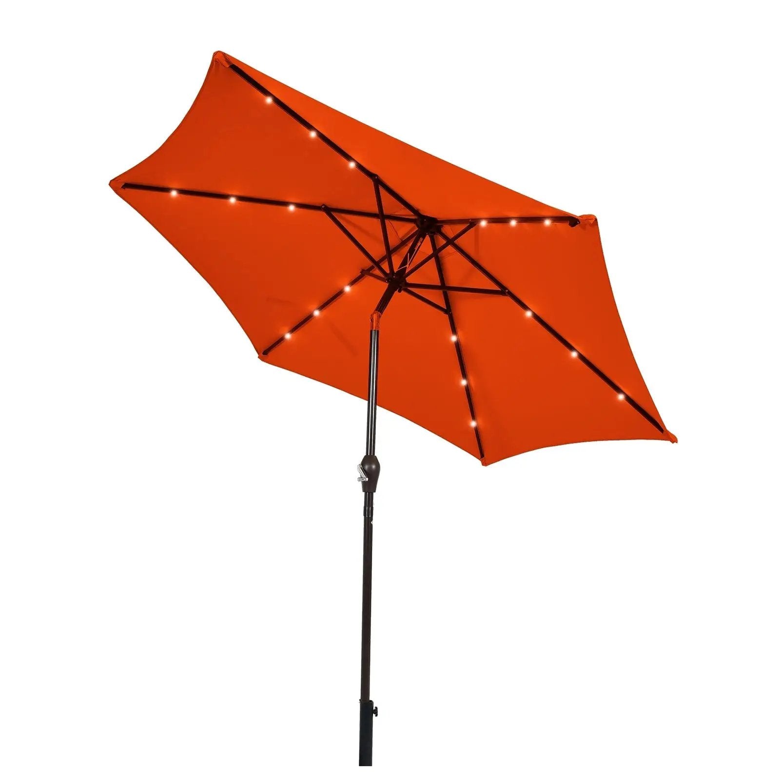 9 Feet Solar LED Lighted Patio Market Umbrella Tilt Adjustment Crank Lift by DirectDeals