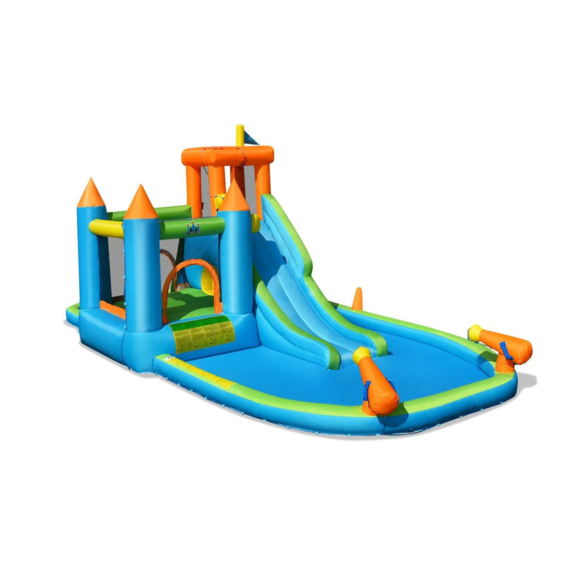 Inflatable Water Slide Kids Bounce House Splash Water Pool with 735W Blower by DirectDeals