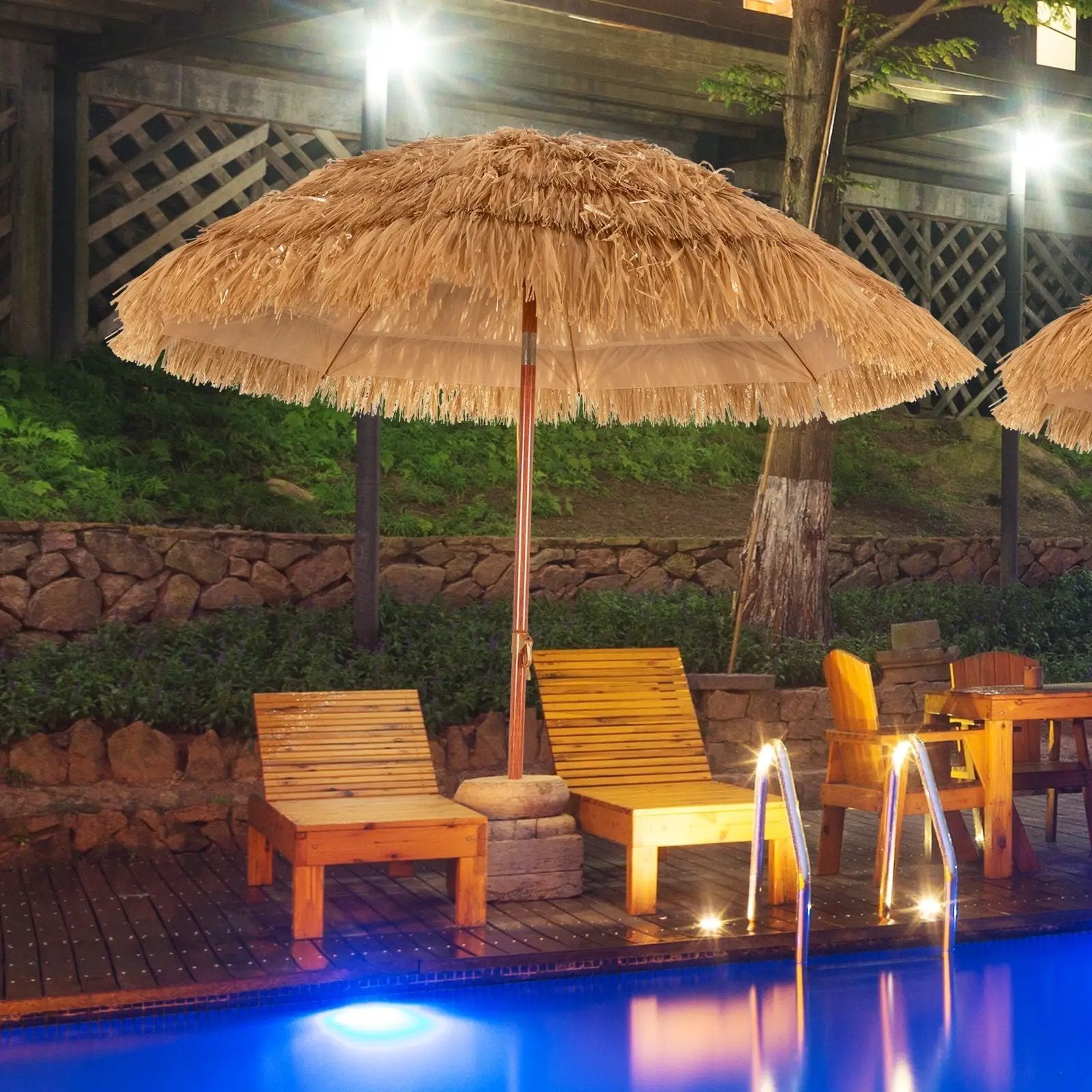 6.5 Feet Portable Thatched Tiki Beach Umbrella with Adjustable Tilt by DirectDeals