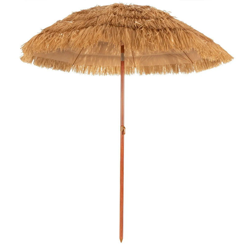 6.5 Feet Portable Thatched Tiki Beach Umbrella with Adjustable Tilt by DirectDeals