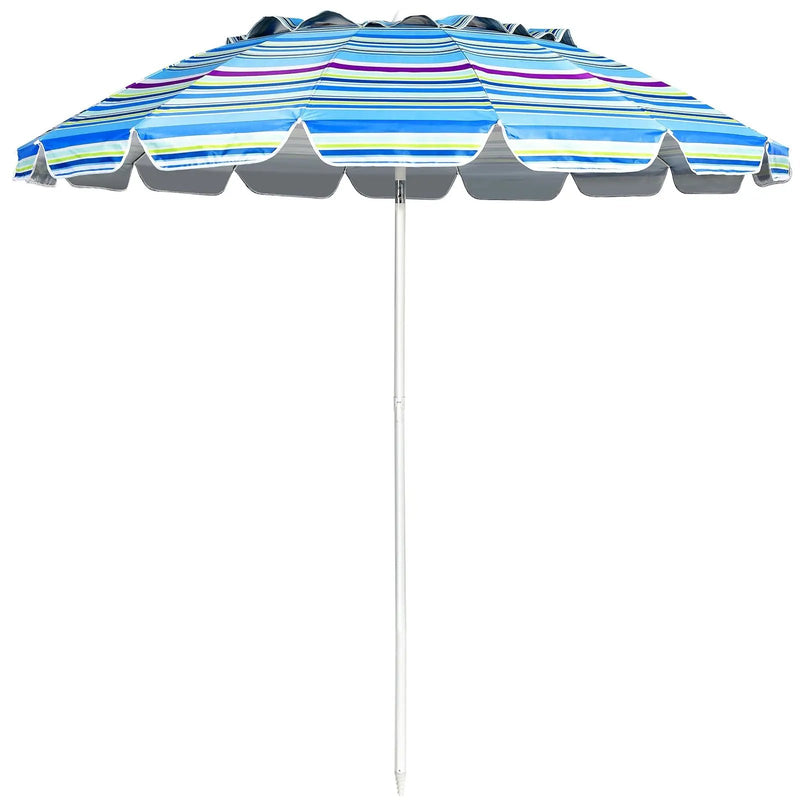 8FT Portable Beach Umbrella with Sand Anchor and Tilt Mechanism for Garden and Patio by DirectDeals