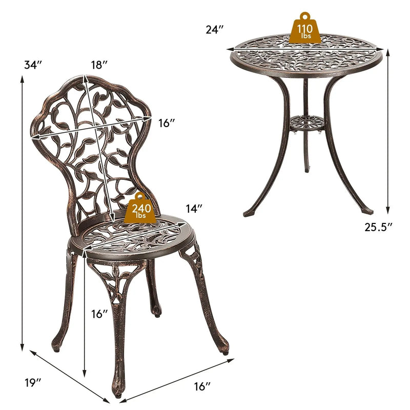 3 Pieces Cast Aluminum Bistro Set by DirectDeals