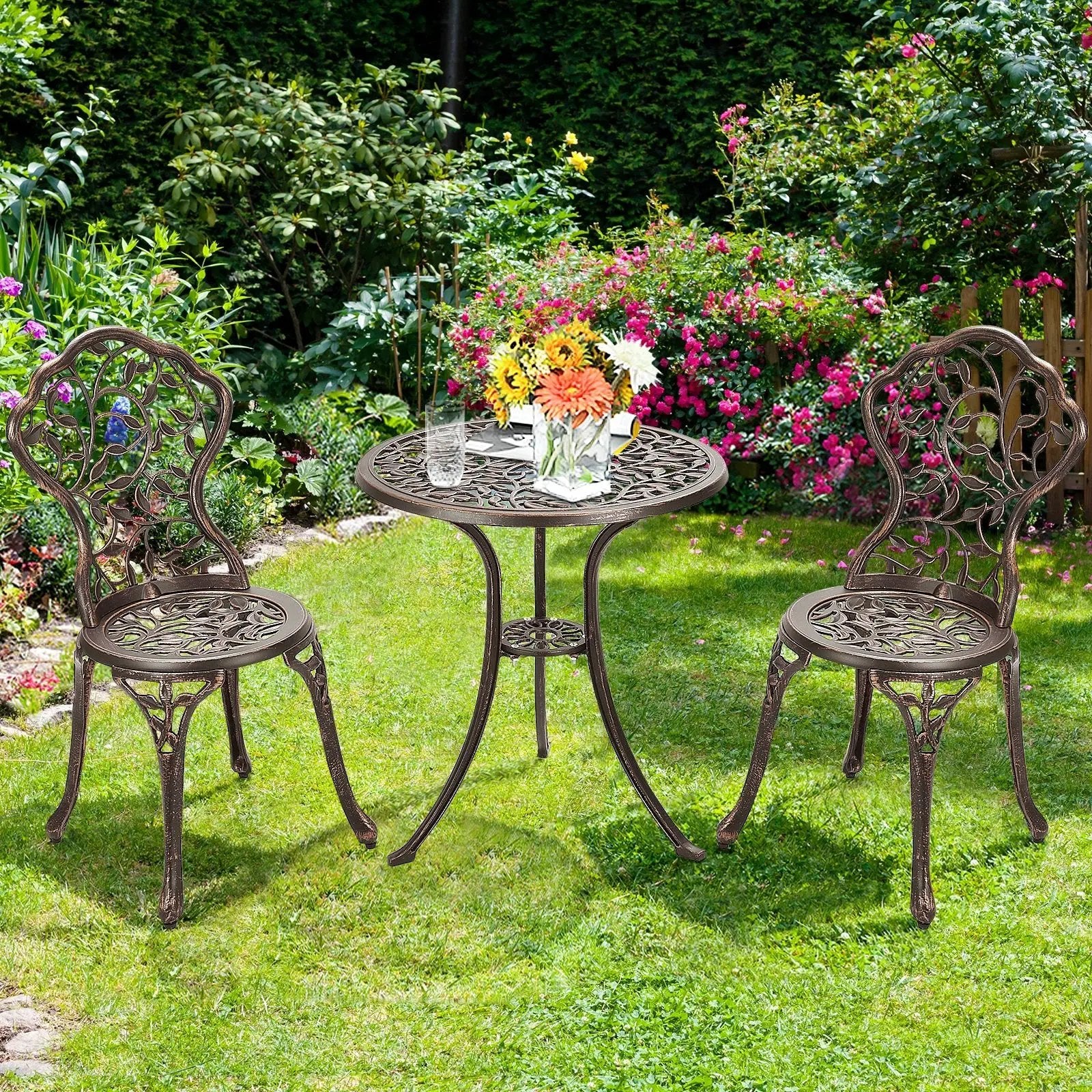 3 Pieces Cast Aluminum Bistro Set by DirectDeals
