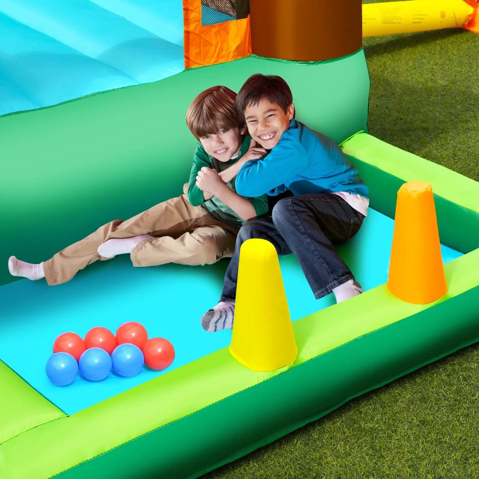 Inflatable Waterslide Bounce House Climbing Wall Ball Pit with Blower by DirectDeals