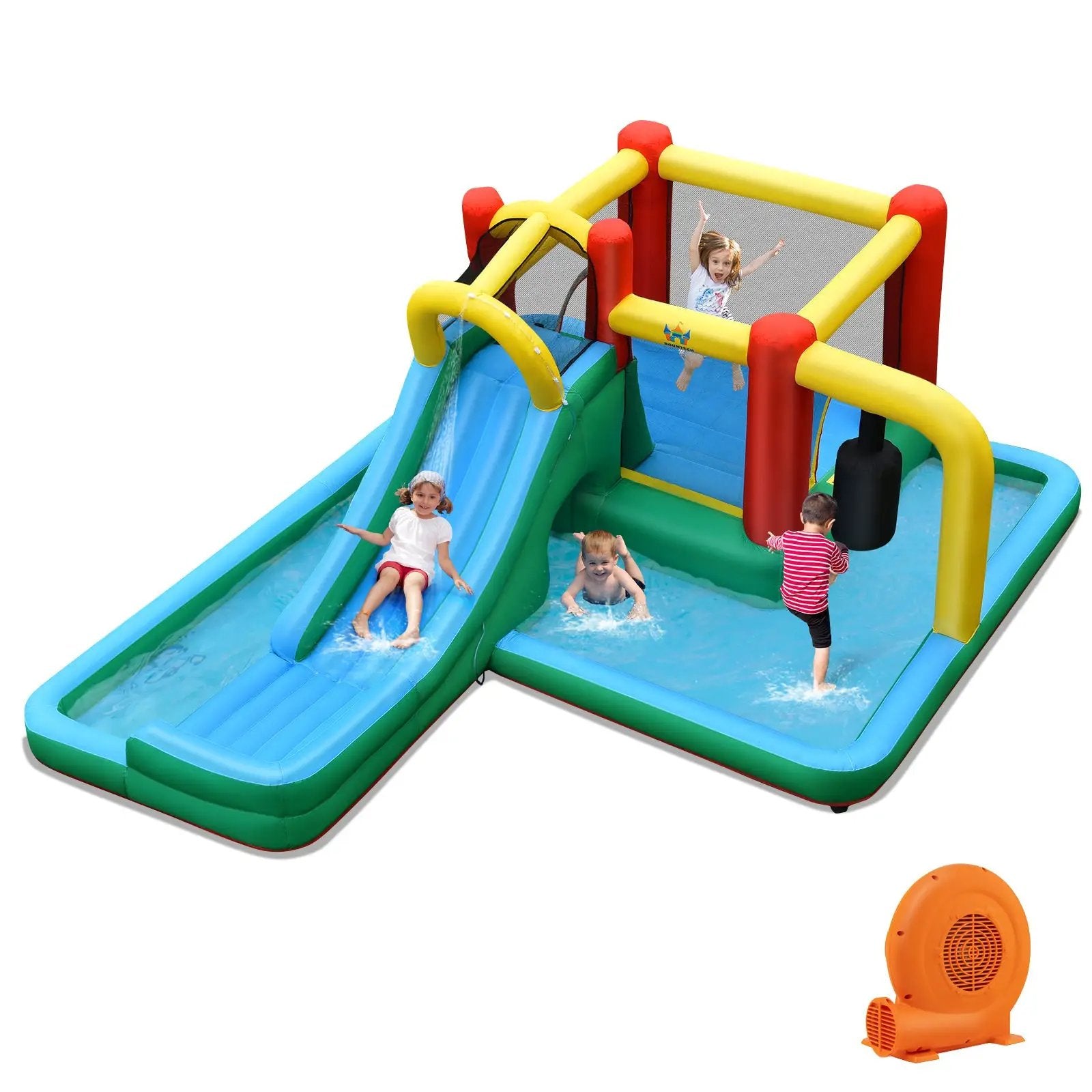 Inflatable Water Slide with Splash Pool Water Park and 680W Blower by DirectDeals