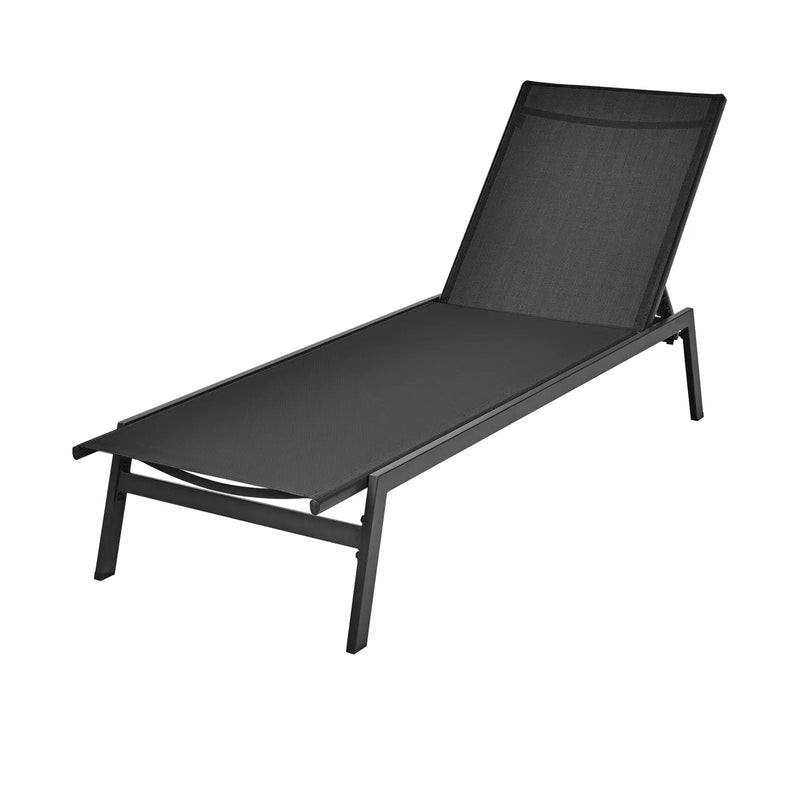 Outdoor Reclining Chaise Lounge Chair with 6-Position Adjustable Back by DirectDeals