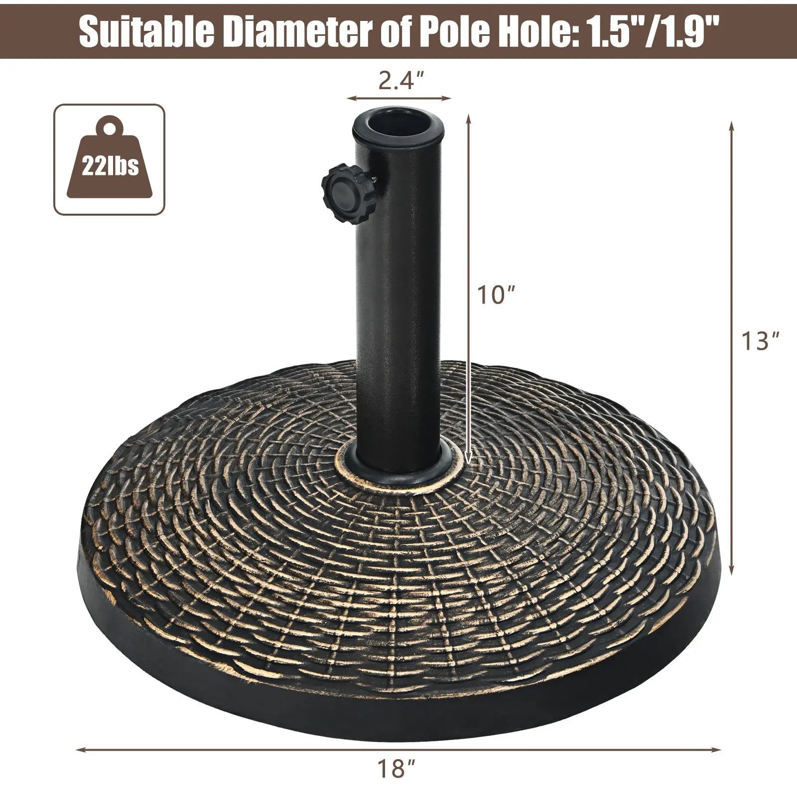 22Lbs Patio Resin Umbrella Base with Wicker Style for Outdoor Use by DirectDeals