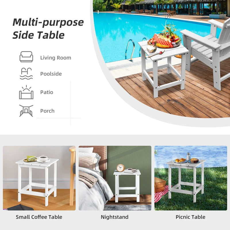 15 Inch Patio Square Wooden Slat End Side Coffee Table for Garden by DirectDeals