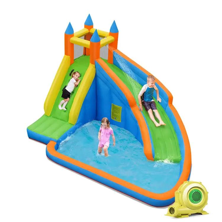 Kids Inflatable Water Slide Bouncing House with Carrying Bag and 480W Blower by DirectDeals