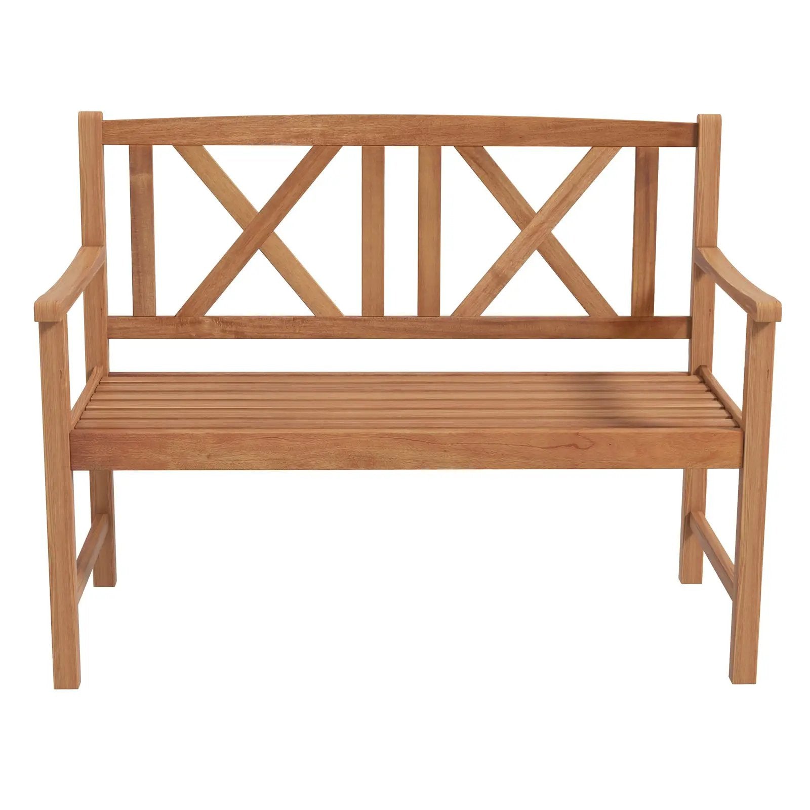 2-Person Wood Outdoor Bench with Cozy Armrest and Backrest by DirectDeals
