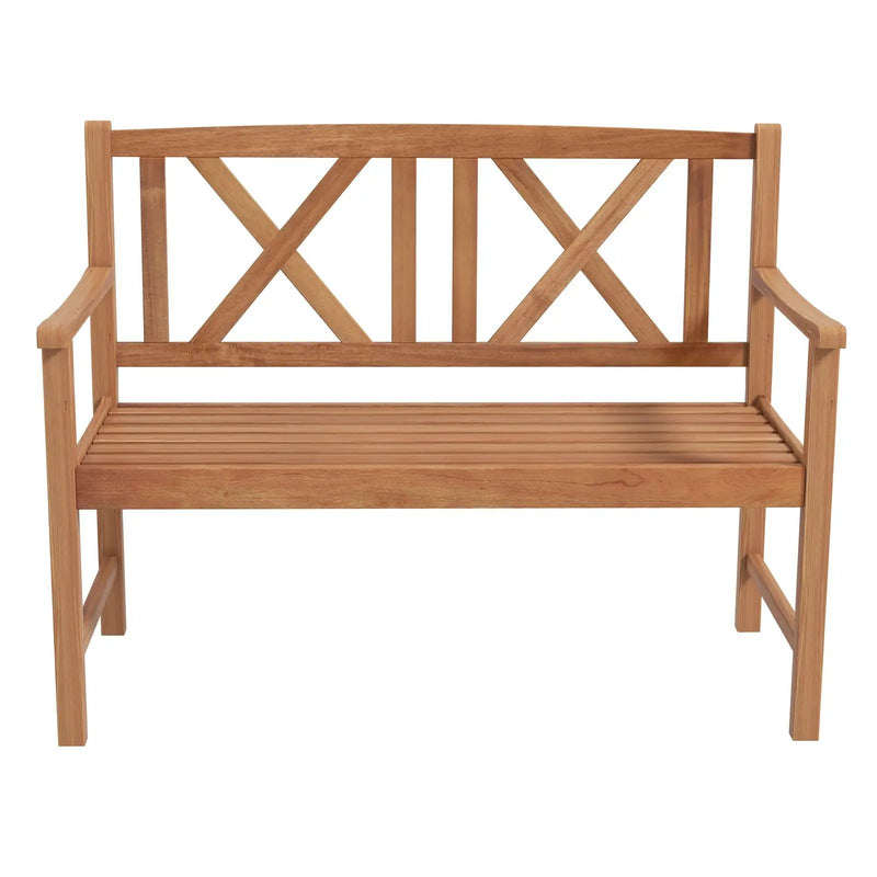 2-Person Wood Outdoor Bench with Cozy Armrest and Backrest by DirectDeals