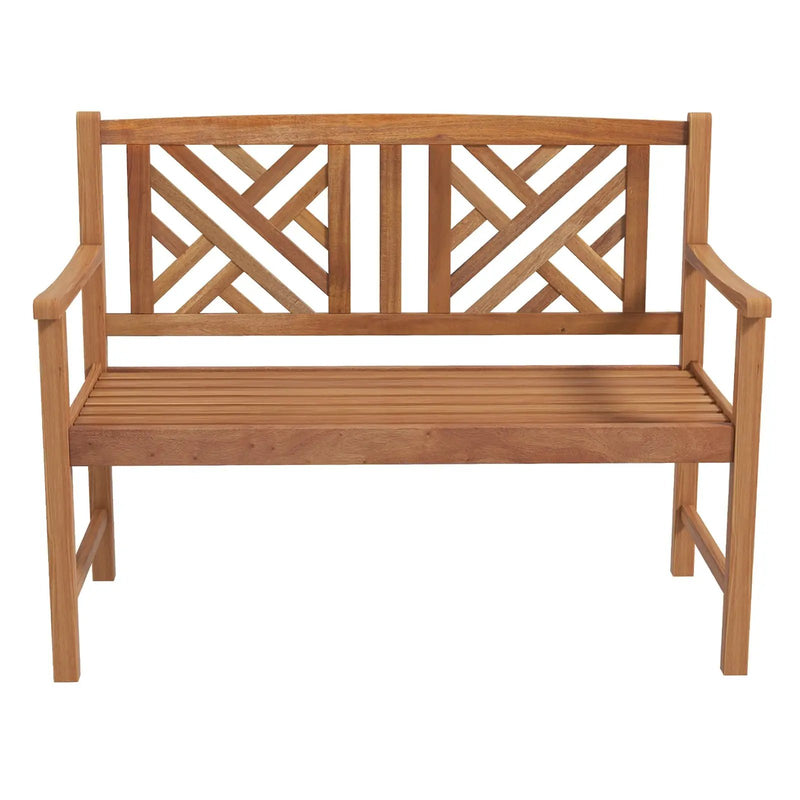 2-Person Wooden Outdoor Bench with Cozy Armrest and Backrest by DirectDeals