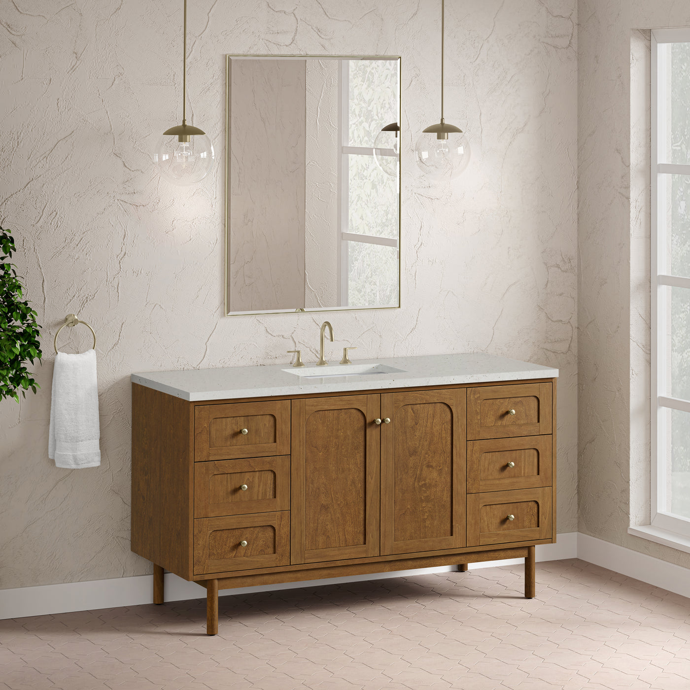 James Martin Laurent 60" Dual Mount Single Bathroom Vanity, Honey Oak, view 36