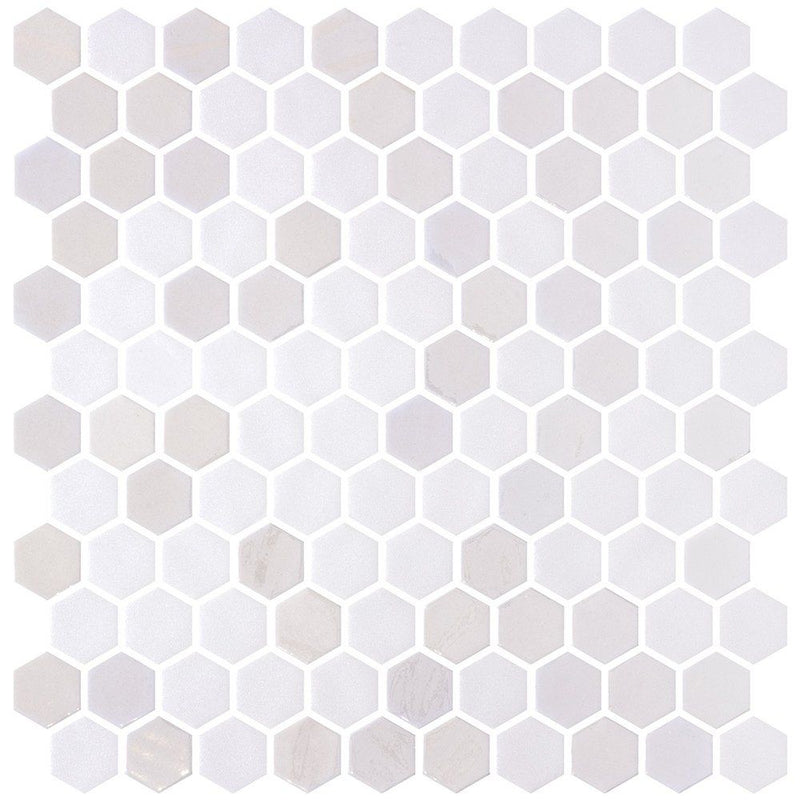Opalo White Multi Finish Hexagon Glass Mosaics 11 3/4x11 1/2 Glass Multi Finish 12x12 Mosaics