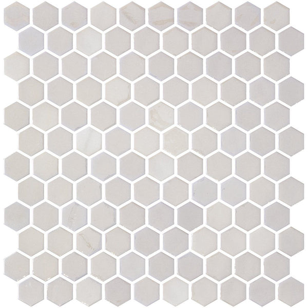Opalo White Polished Hexagon Glass Mosaics 11 3/4x11 1/2