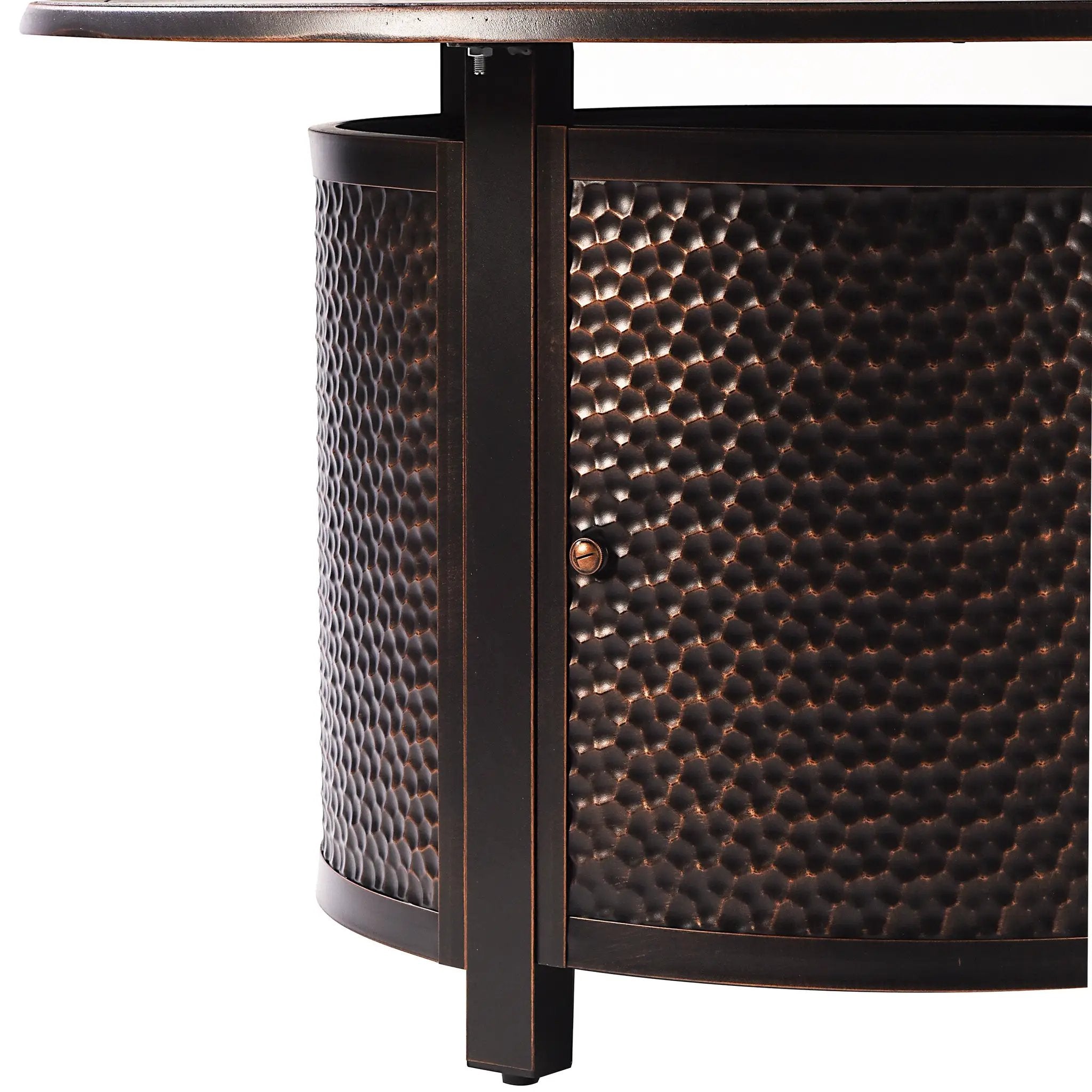 Aluminum 44-in Round Patio Fire Table Set with Swivel Rocking Chairs by Sharicks