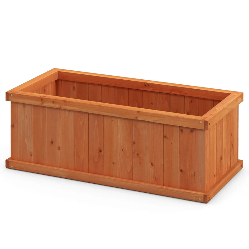 Raised Garden Bed Wooden Planter Box with 4 Drainage Holes and Detachable Bottom Panels-Orange by DirectDeals