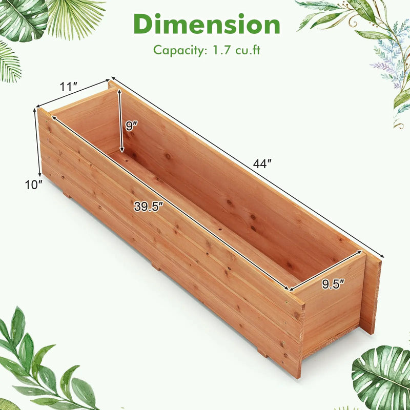 Fir Wood Planter Box with 2 Drainage Holes and 3 Added Bottom Crossbars-Orange by DirectDeals