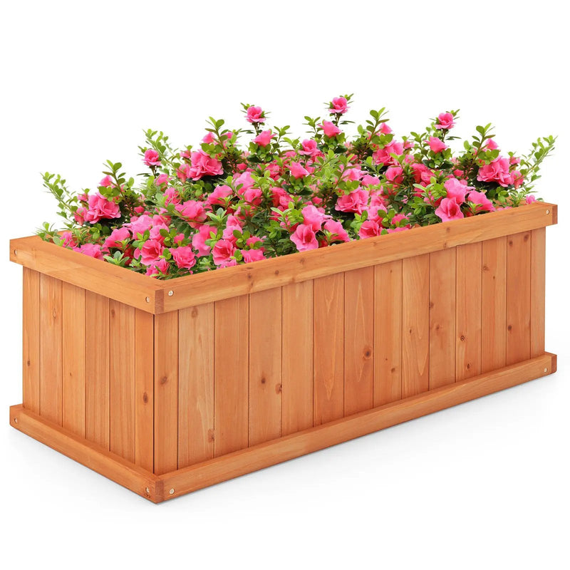Raised Garden Bed Wooden Planter Box with 4 Drainage Holes and Detachable Bottom Panels-Orange by DirectDeals