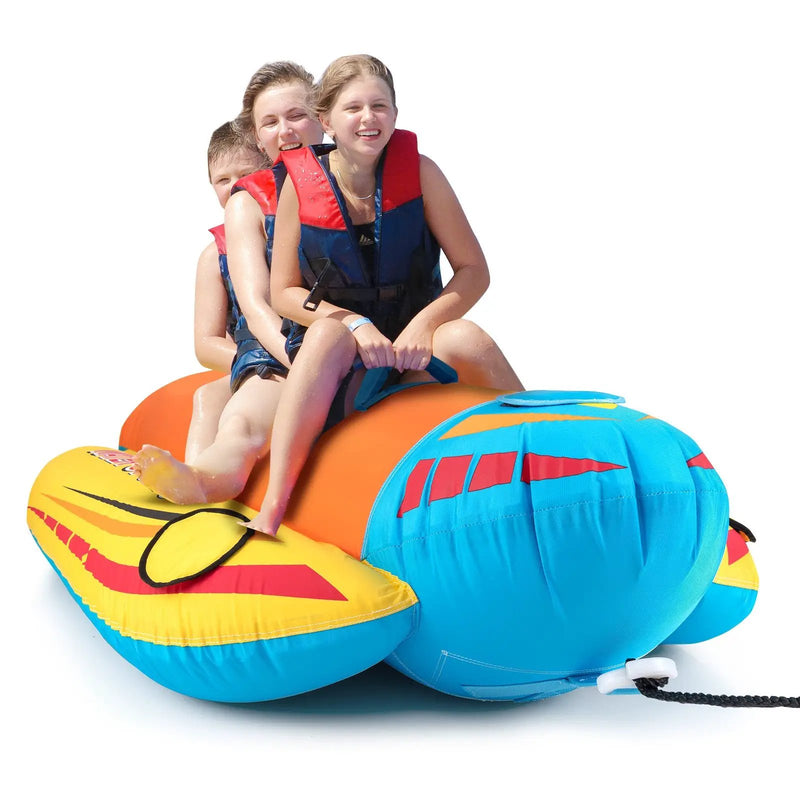 3-Person Inflatable Banana Boat with 3 EVA-padded Seats and Handles by DirectDeals