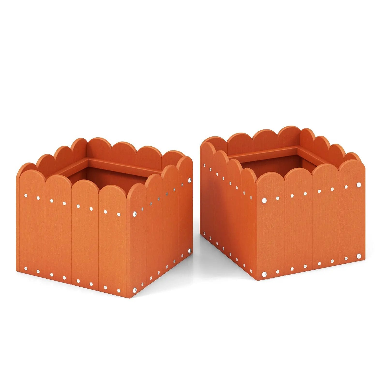 2 Pack Square Planter Box with Drainage Gaps for for Front Porch Garden Balcony by DirectDeals