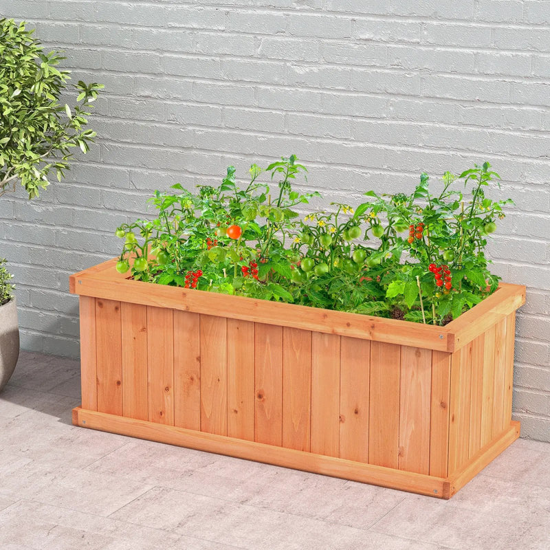 Raised Garden Bed Wooden Planter Box with 4 Drainage Holes and Detachable Bottom Panels-Orange by DirectDeals
