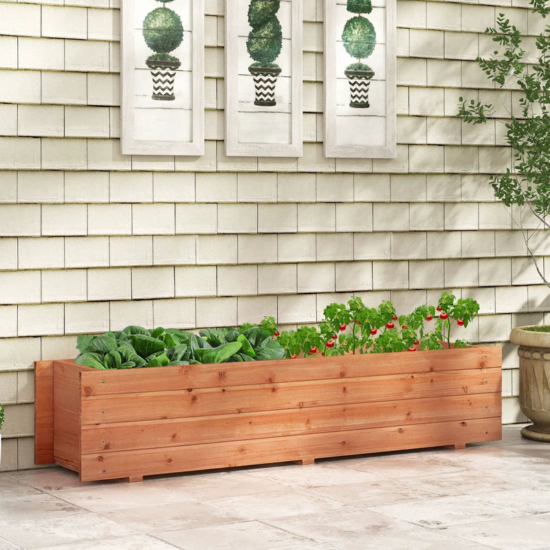 Fir Wood Planter Box with 2 Drainage Holes and 3 Added Bottom Crossbars-Orange by DirectDeals