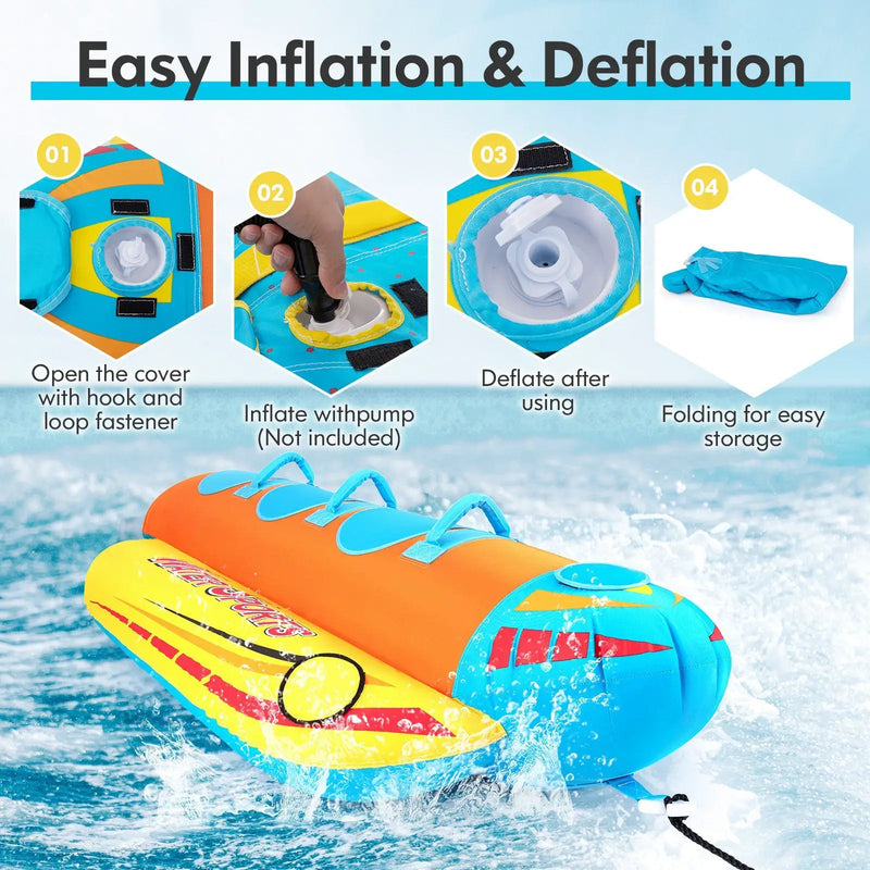 3-Person Inflatable Banana Boat with 3 EVA-padded Seats and Handles by DirectDeals