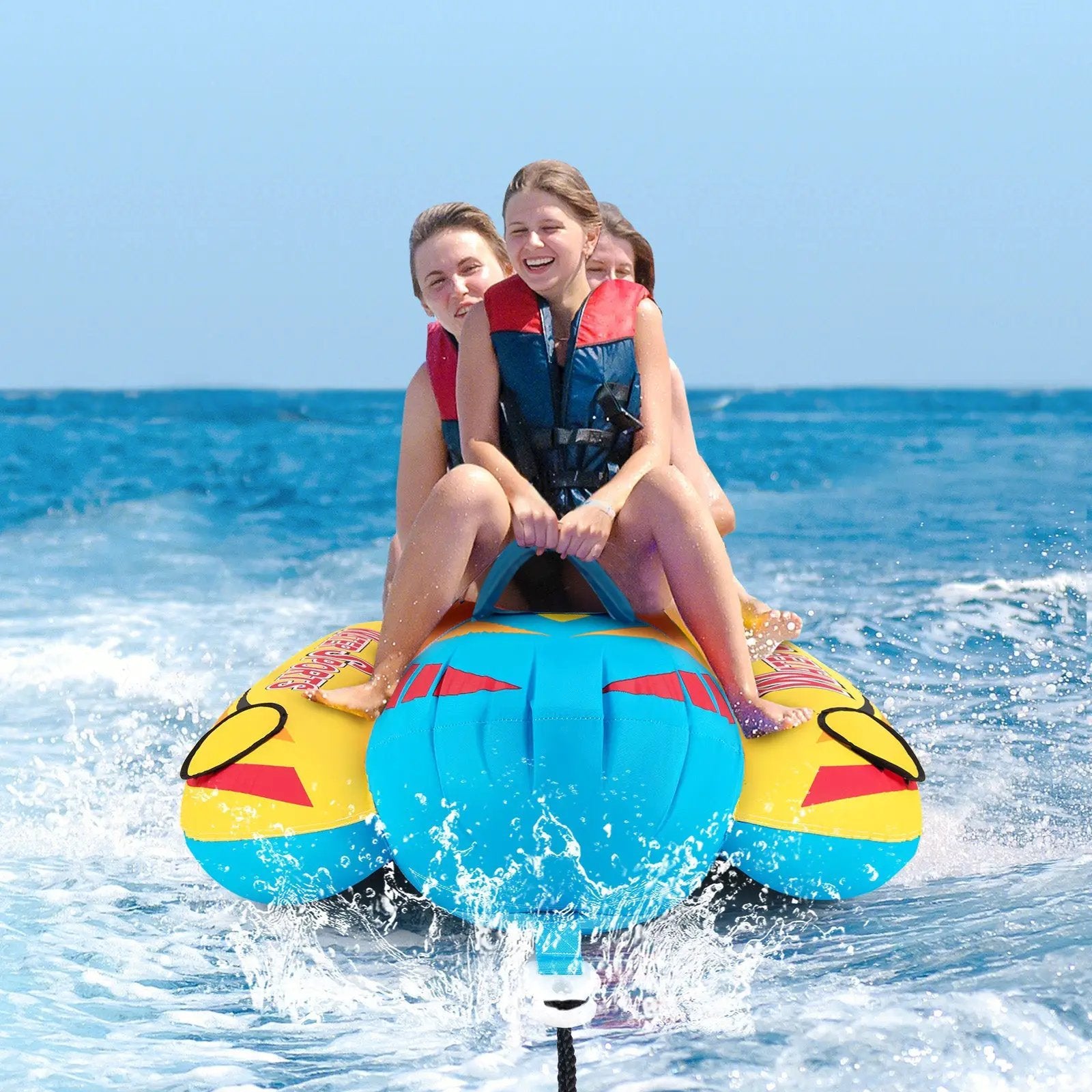 3-Person Inflatable Banana Boat with 3 EVA-padded Seats and Handles by DirectDeals