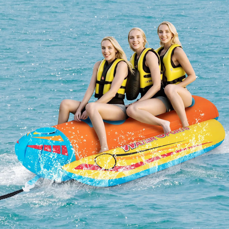 3-Person Inflatable Banana Boat with 3 EVA-padded Seats and Handles by DirectDeals