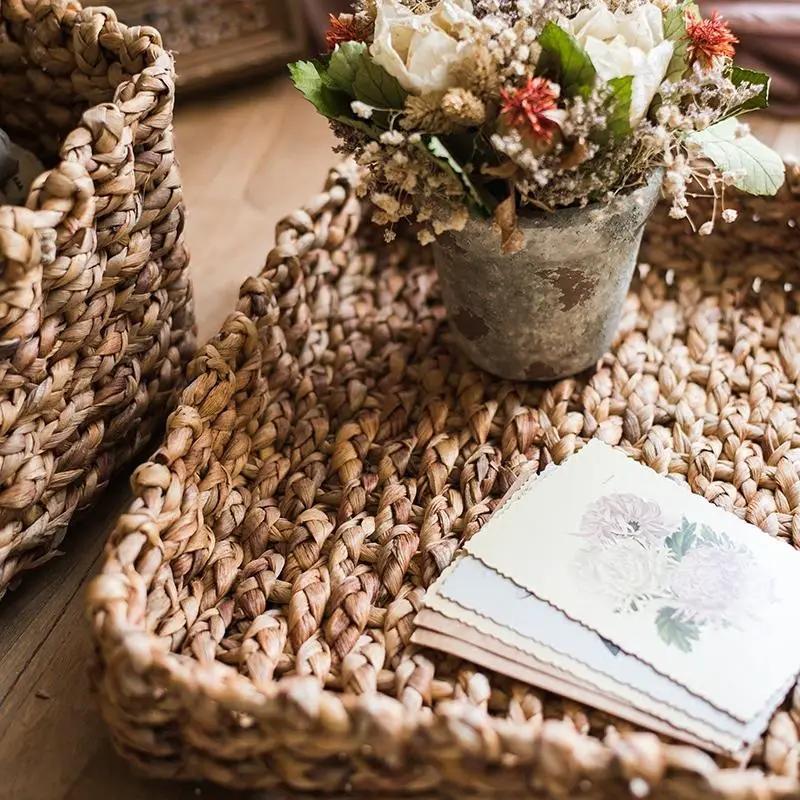 Organic Straw Organizer Storage with Lid by RusticReach