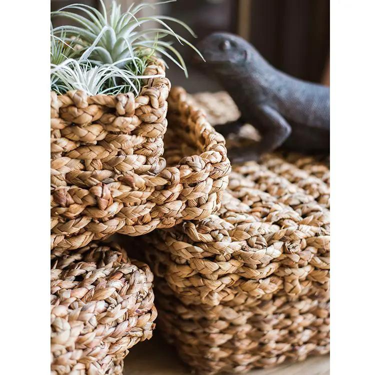 Organic Straw Organizer Storage with Lid by RusticReach