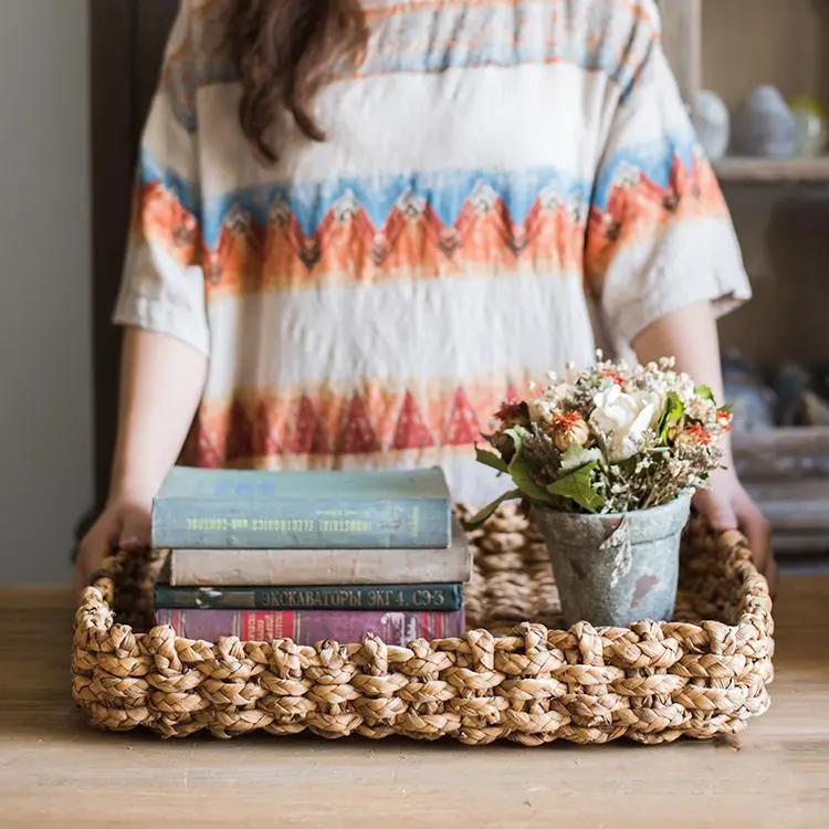 Organic Straw Organizer Storage with Lid by RusticReach