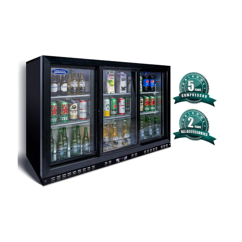 Orikool 53-Inch Energy Efficient Commercial Back Bar Drink Cooler With LED Lighting And 3 Glass Doors (SAK12097) by SAKSBY WHOLESALE
