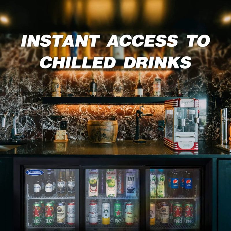 Orikool 53-Inch Energy Efficient Commercial Back Bar Drink Cooler With LED Lighting And 3 Glass Doors (SAK12097) by SAKSBY WHOLESALE