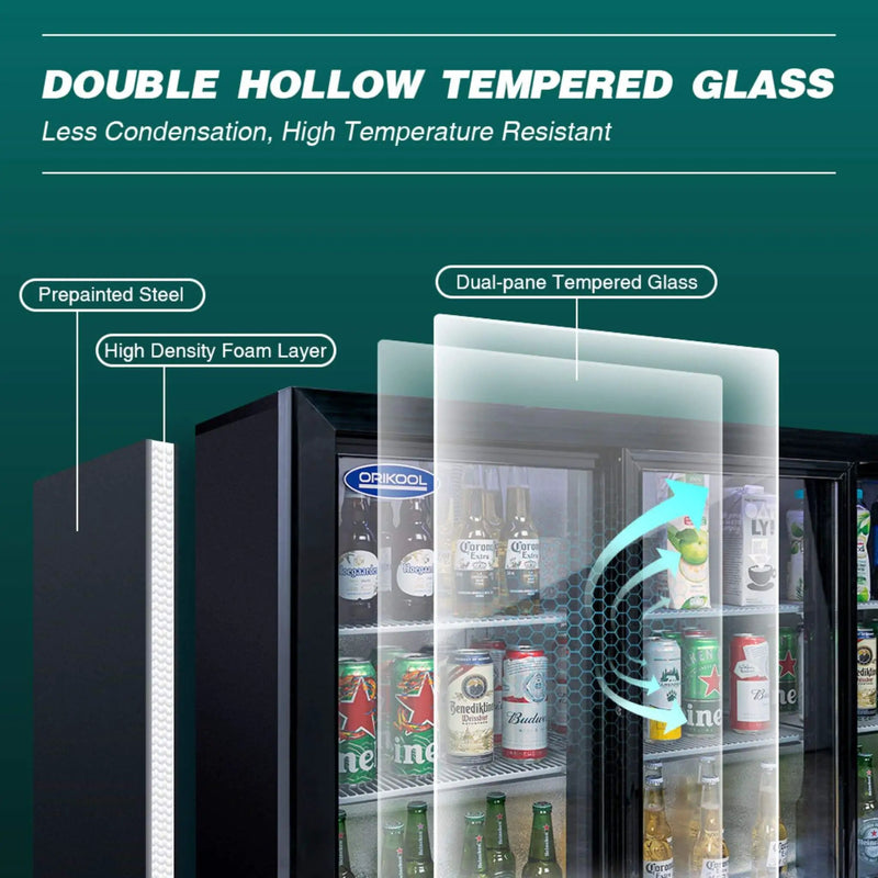 Orikool 53-Inch Energy Efficient Commercial Back Bar Drink Cooler With LED Lighting And 3 Glass Doors (SAK12097) by SAKSBY WHOLESALE