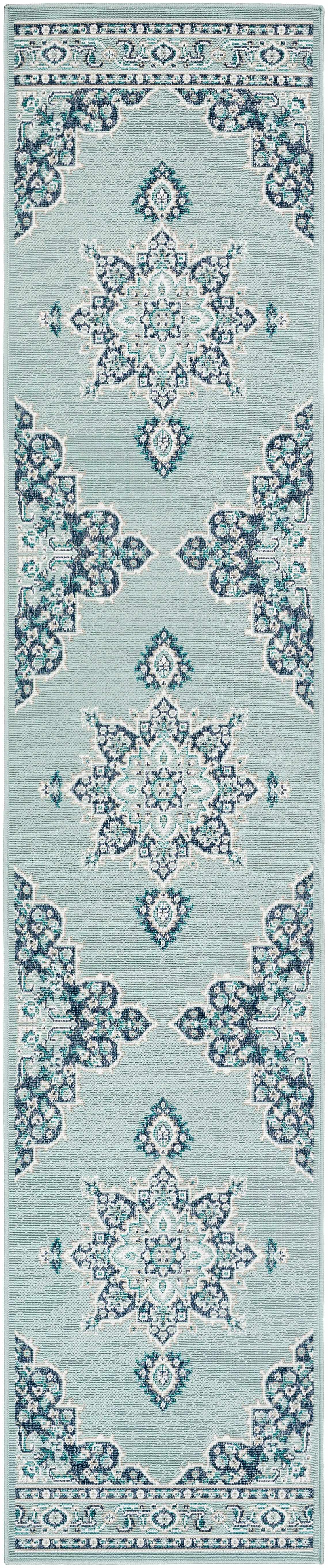 Orla Pale Blue Medallion Outdoor Area Rug - Clearance, photo 14 of 14
