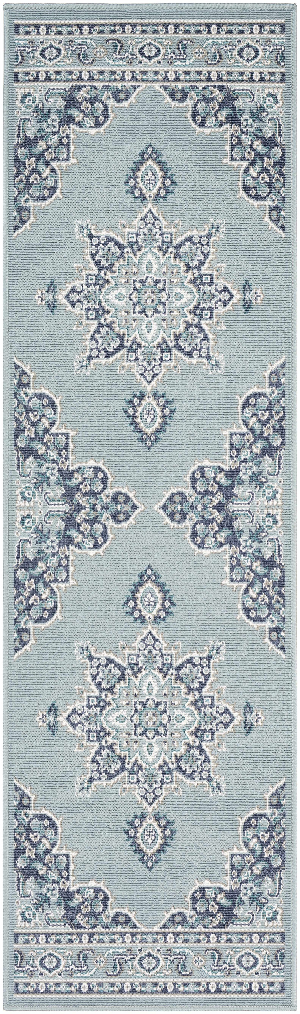 Orla Pale Blue Medallion Outdoor Area Rug - Clearance, photo 3 of 14