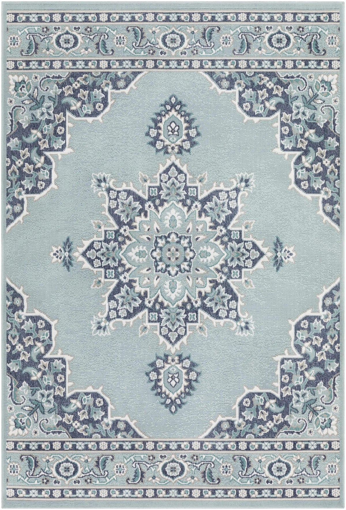 Orla Pale Blue Medallion Outdoor Area Rug - Clearance, photo 12 of 14