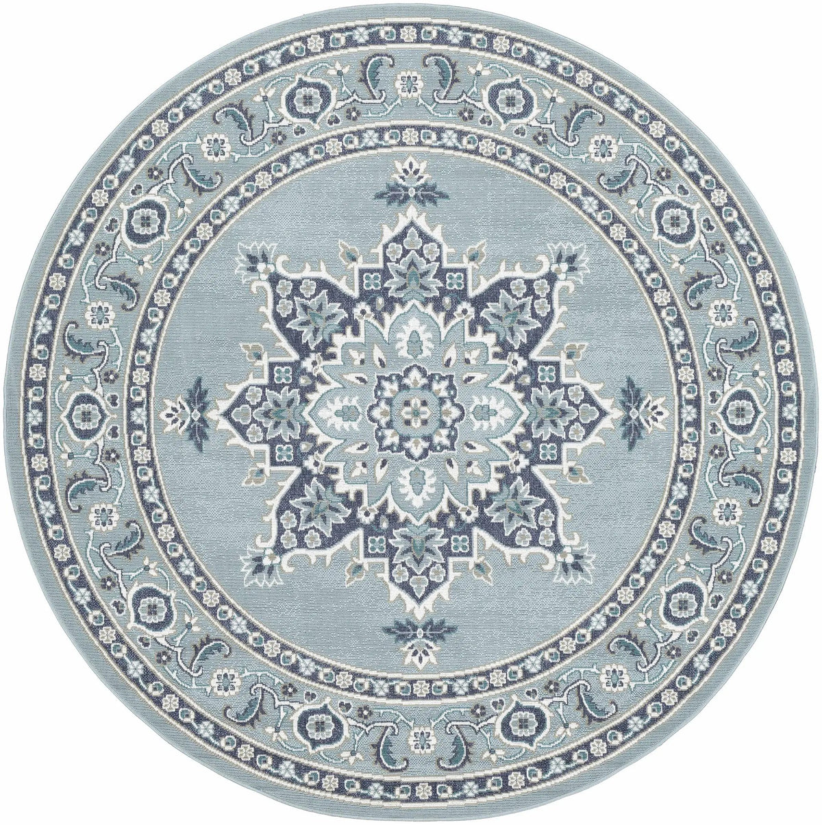 Orla Pale Blue Medallion Outdoor Area Rug - Clearance, photo 5 of 14