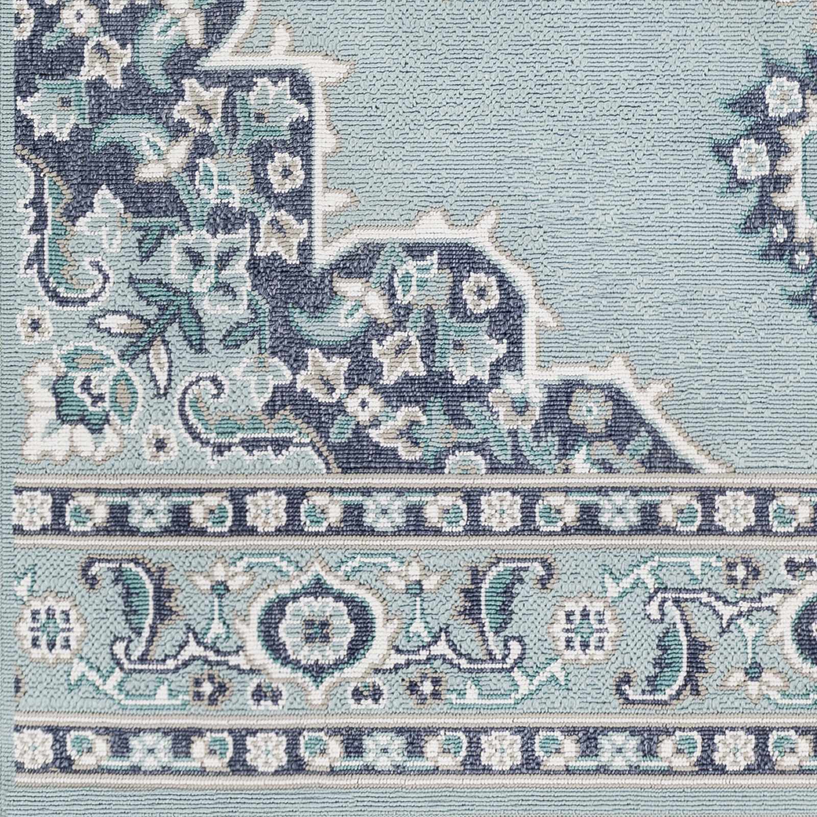 Orla Pale Blue Medallion Outdoor Area Rug - Clearance by Boutique Rugs