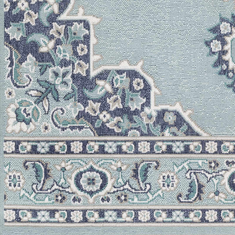 Orla Pale Blue Medallion Outdoor Area Rug - Clearance by Boutique Rugs
