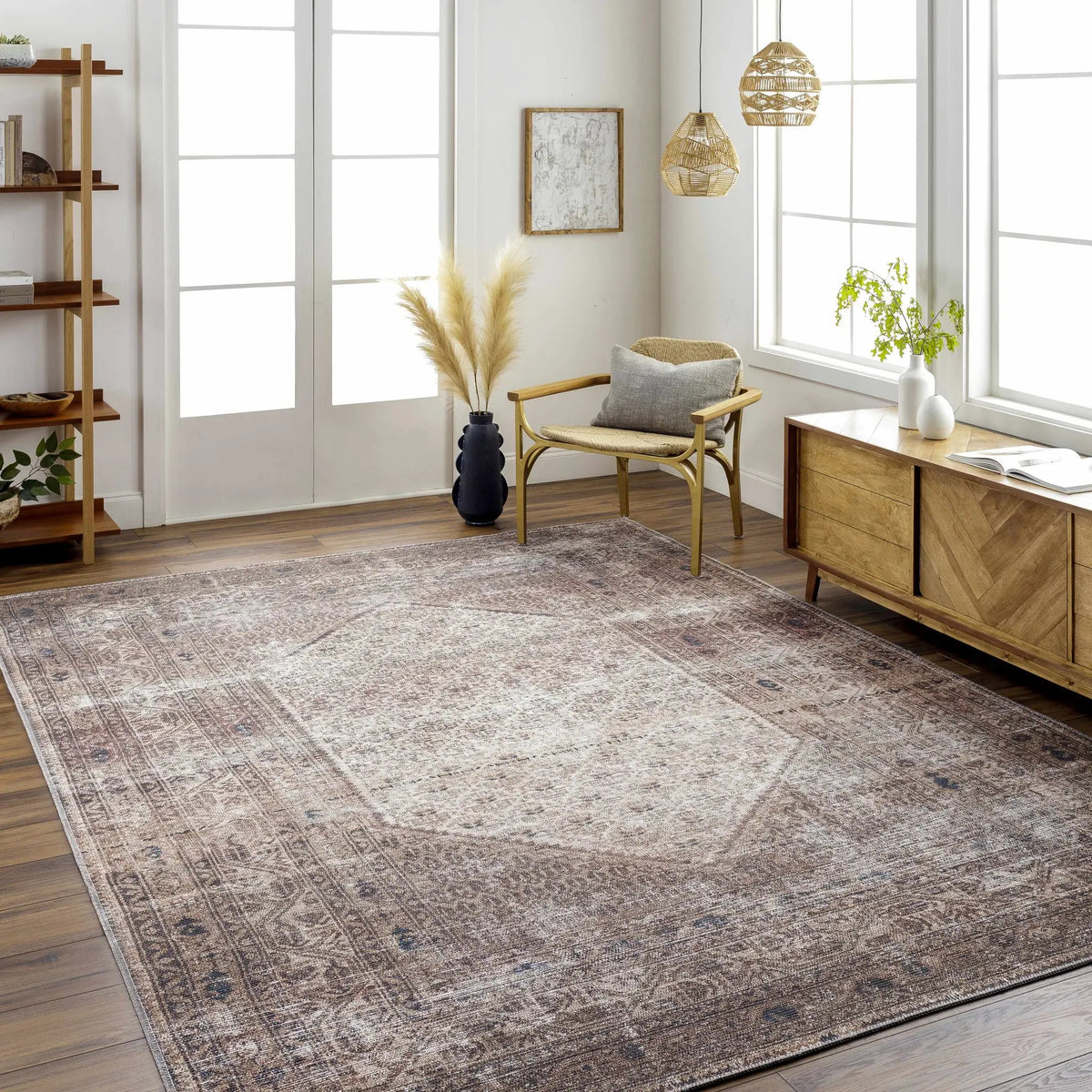 Tan Ormstown Distressed Washable Area Rug - Clearance, installed in a room 3