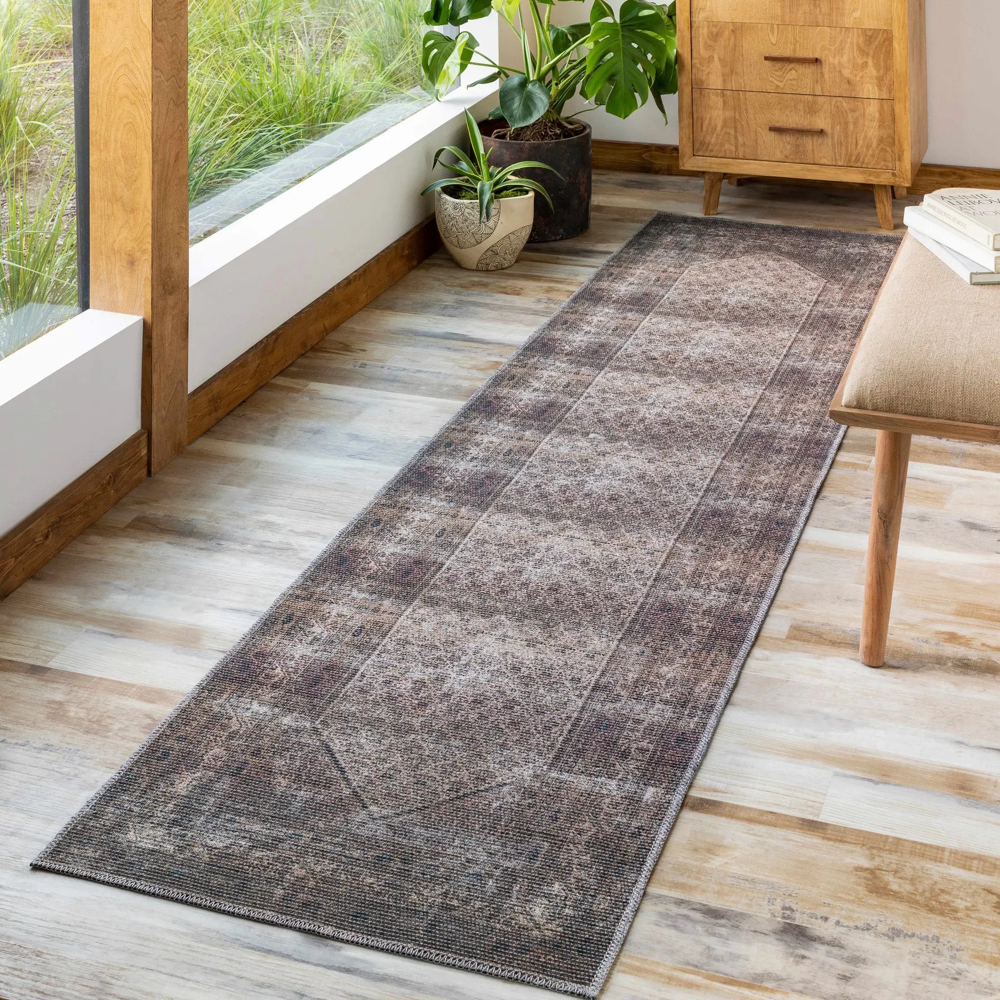 Tan Ormstown Distressed Washable Area Rug - Clearance by Boutique Rugs