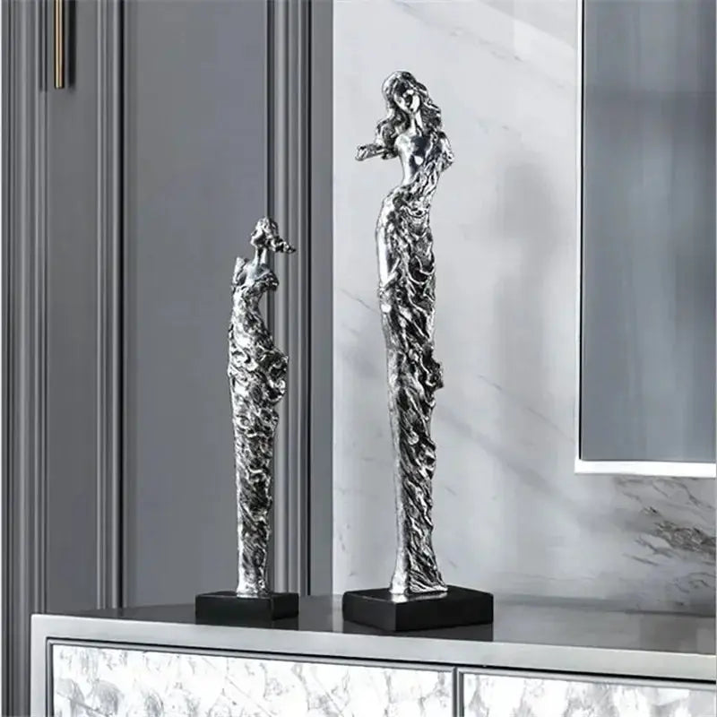 Abstract Girl Electroplated Resin Sculpture by House Of Avana