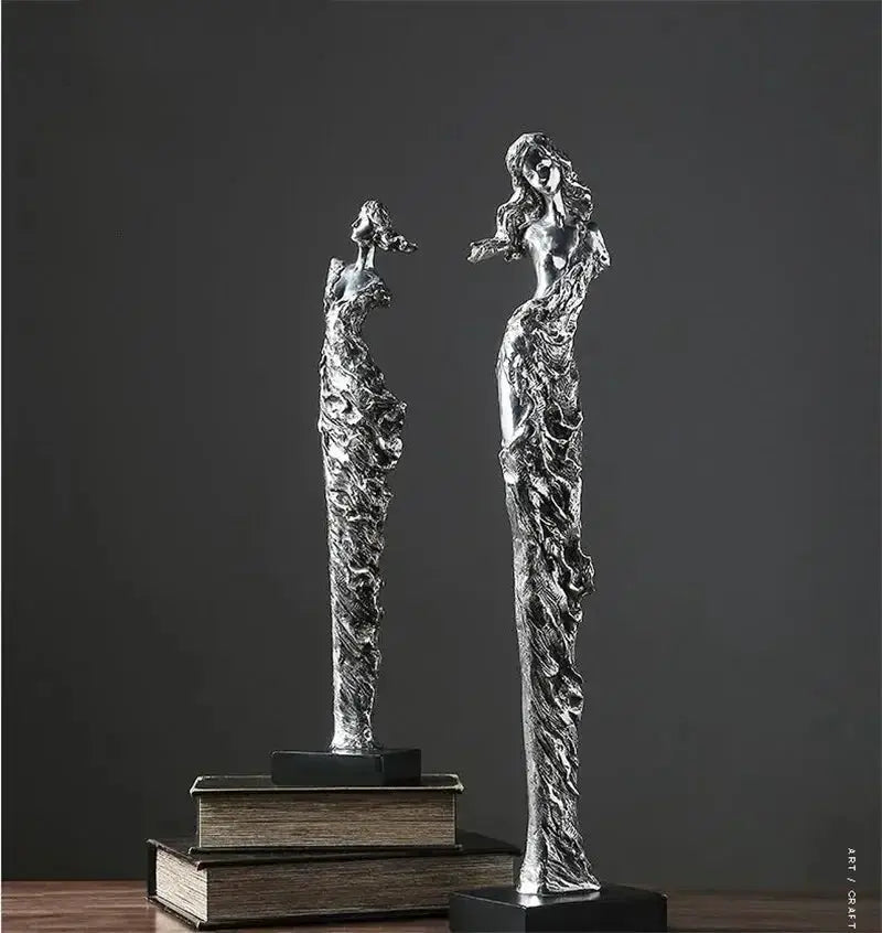 Abstract Girl Electroplated Resin Sculpture by House Of Avana