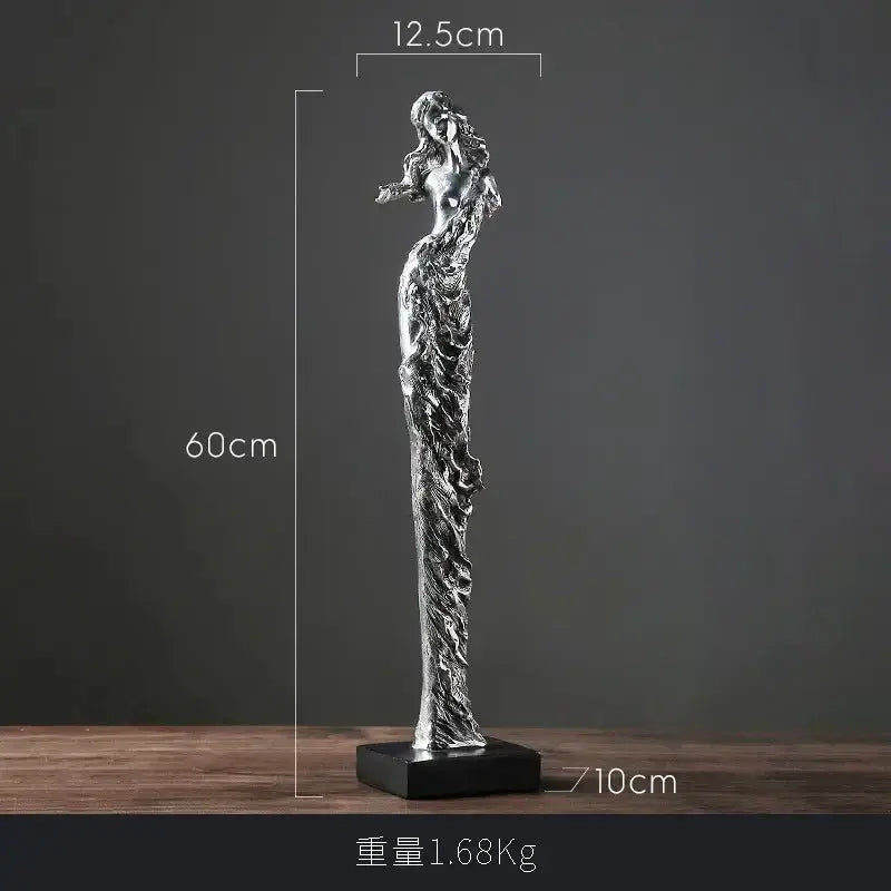 Abstract Girl Electroplated Resin Sculpture by House Of Avana